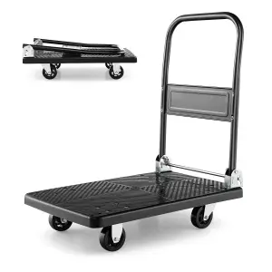 Costway Folding Push Cart Dolly Rolling Flatbed Luggage Cart W/ 360 Swivel Wheels 200kg