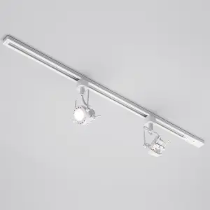 Litecraft Greenwich White 2 Head 1m Straight Kitchen Ceiling Light with LED Bulbs