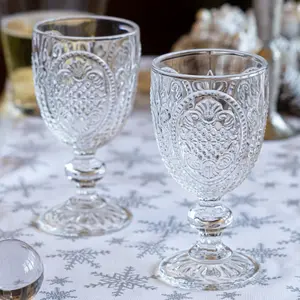 Set of 4 Vintage Luxury Clear Drinking Goblet Wine Glasses 310ml