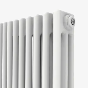 Horizontal White Triple Column Radiator (H) 600mm x (W) 1190mm, 7730 BTU.