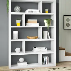 Jago 173cm H x 120cm W Geometric Bookcase White