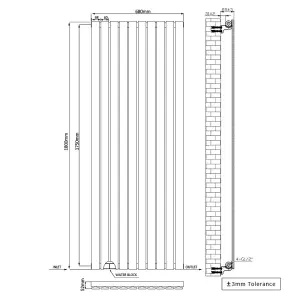 Right Radiators 1800x680 mm Vertical Single Flat Panel Designer Radiator White