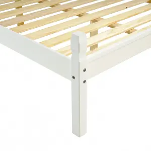 Corona White 4ft6 Double Low End Bed Frame Solid Pine with Mexican Styling