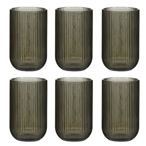 Chanyia Drinking Glass Set (Set of 6) Grey / 13" H