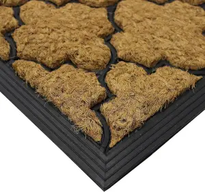 MantraRaj Comfort Coir Rubber Scraper Entrance Door Mat Brown Dirt Trapping Non-Slip Outdoor Mats (Flowers)