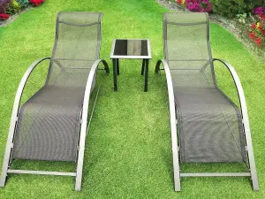 3pc Garden Sun Lounger Set with Table