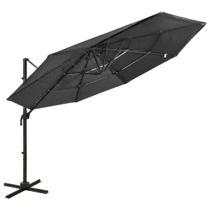 Berkfield 4-Tier Parasol with Aluminium Pole Anthracite 3x3 m