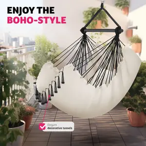 Hanging Chair Malika, Boho Style, Load Capacity 150kg - beige