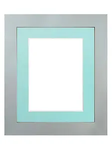 Metro Light Grey Frame with Blue Mount for Image Size 24 x 16 Inch