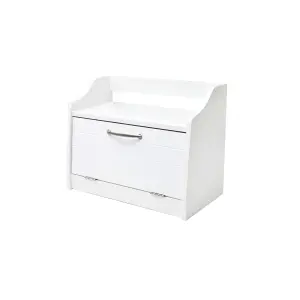 Minack Wooden Bread Bin in White - Freestanding Worktop Storage Box with Shelf