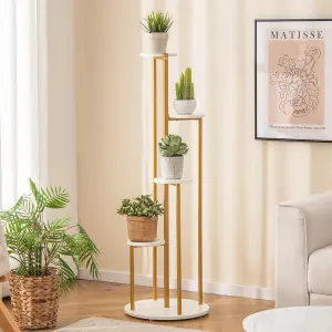 COSTWAY Indoor Metal Plant Stand 125 cm Tall Corner Plant Shelf Display Shelf