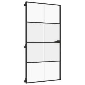 Berkfield Interior Door Slim Black 102.5x201.5 cm Tempered Glass and Aluminium