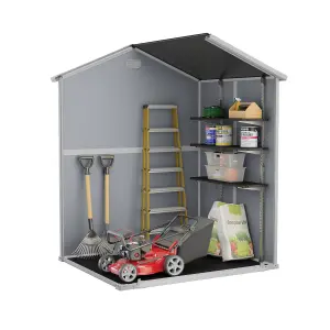 Keter Manor Apex Grey Plastic 2 door Shed with floor (Base included)