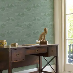 Laura Ashley Swans Jade Animal Smooth Wallpaper