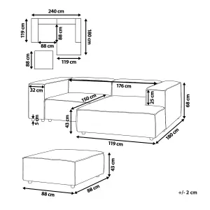 Corner Sofa with Ottoman APRICA Beige 2 Seater Left Hand