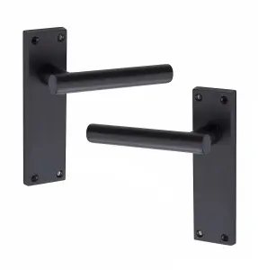 Golden Grace 5 Pair of Victorian Straight T-Bar Handle Latch Door Handles Matt Black with 150mm x 40mm Backplate