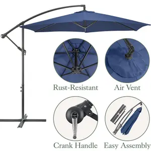 Banana Parasol 3m Large Garden Umbrella - Navy