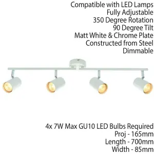 4 Way Adjustable Ceiling Spotlight Matt White Quad GU10 Kitchen Bar Downlight