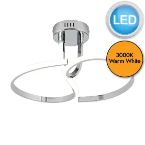 First Choice Lighting Polished Chrome LED Curve Flush Ceiling Light