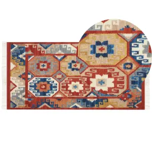 Wool Kilim Area Rug 80 x 150 cm Multicolour LUSARAT