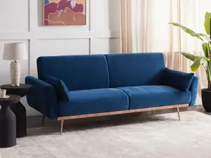 3 Seater Sofa EINA Navy Blue Velvet