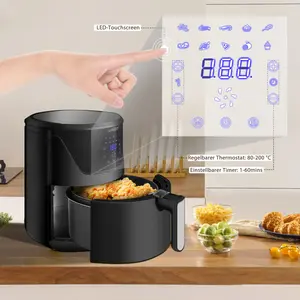 7L Large Air Fryer, Family Size Hot Air Fryer 1800W Digital Touchscreen With 10 Presets, Removable Basket, Timer & Temperature Control For Oil Free & Low Fat Healthy Cooking Black