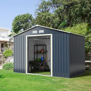 Costway 9.1 x 6.3 FT Outdoor Storage Shed Large Organizer House Double Sliding Door