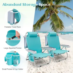 Costway Folding Backpack Beach Chair Outdoor Aluminum Lay Flat Camping Chair