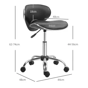 HOMCOM Office Chair Beauty Salon Rolling Technician Stool Chair Black