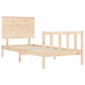 Berkfield Bed Frame with Headboard Small Single Solid Wood