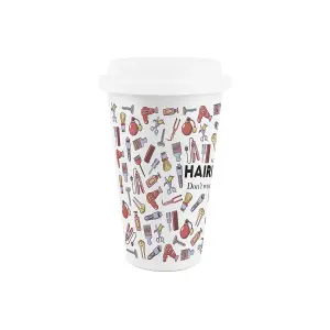 Hairdresser Ceramic Travel Mug - Novelty Trades Gifts/New Job Presents for Her - Double-Walled Insulated Hot/Cold Drinks Cup