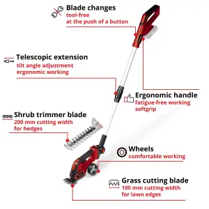 Einhell 18v Cordless Grass Shear Pruner Hedge Cutter GE-CG +2.5AH Charging Kit