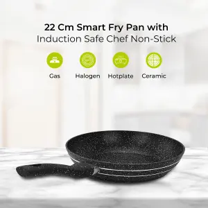 Royalford 30Cm Smart Fry Pan with Durable Granite Coating, Forged Aluminium Non-Stick Frying Pan Induction Hob Egg Omelet Pan