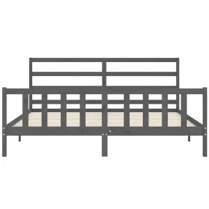 Berkfield Bed Frame with Headboard Grey 200x200 cm Solid Wood