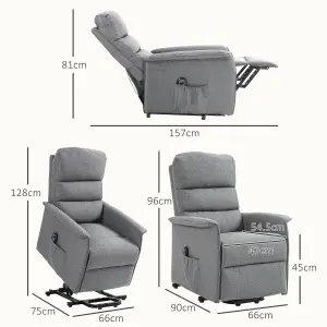 HOMCOM Power Lift Recliner Electric Reclining Chair with Remote Grey