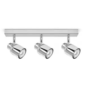 ValueLights Benton Silver Bathroom Ceiling Bar Spotlight and GU10 Spotlight LED 5W Warm White 3000K Bulbs