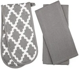 Penguin Home 3 Piece Oven Glove & Tea Towel Set