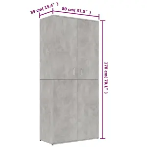 Shoe Cabinet Concrete Grey 80x39x178 cm Engineered Wood