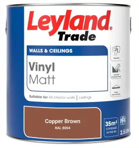 Leyland Trade Vinyl Matt Walls & Ceilings Emulsion Paint Copper Brown (RAL 8004) 2.5L