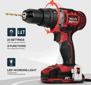 Lumberjack 20V Cordless Hammer Drill & Impact Driver Kit 2x 4Ah Li Ion Batteries & Charger