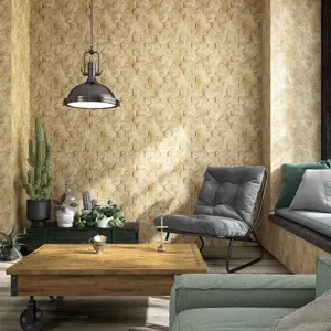 Galerie The New Design Book Brown Textured Hexagon Design Wallpaper Roll