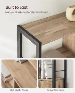 VASAGLE Bookshelf, Storage Shelf, Large Bookcase with Doors, 4 Shelves, Steel Structure, Industrial, Toasted Oak Colour and Black