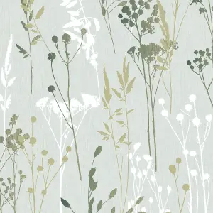 Superfresco Easy Sage Harvest Metallic effect Embossed Wallpaper