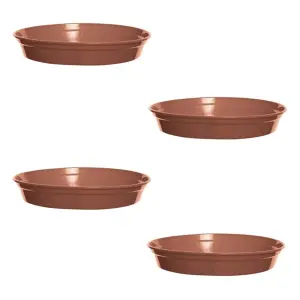 4x Plastic Plant Pot Saucer 24cm Terracotta Colour for 10 Inch Plant Pot