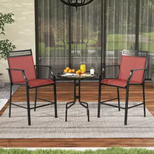 Costway Set of 2 Outdoor Patio Chairs Home Fabric Bar Stools w/ Footrest