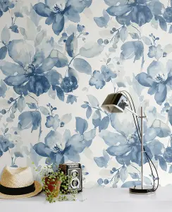 Watercolor Flower Peel and Stick Wallpaper