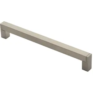 Square Section Bar Pull Handle 239 x 15mm 224mm Fixing Centres Satin Nickel