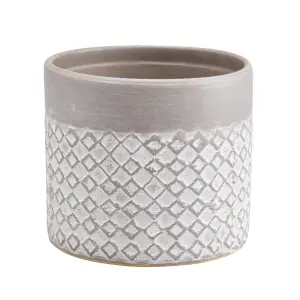 GoodHome Driftwood Diamond Clay Plant pot (Dia) 12.5cm, (H)11cm, 800ml