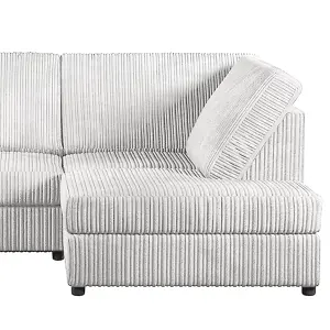 Luxor Silver Jumbo Cord 4 Seater Corner sofa Right Hand Facing - Full Back