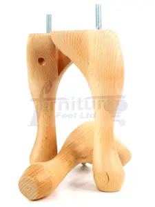 QUEEN ANNE WOODEN LEGS 250mm HIGH SET OF 4 NATURAL REPLACEMENT FURNITURE FEET  M10